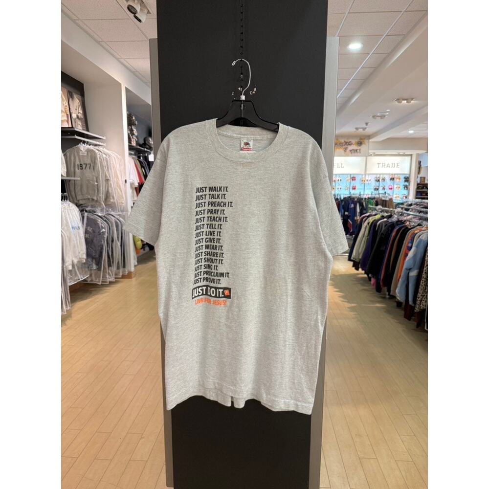 90s Live for Jesus Vintage Nike Bootleg Just Do It Fruit of the Loom Tee Shirt